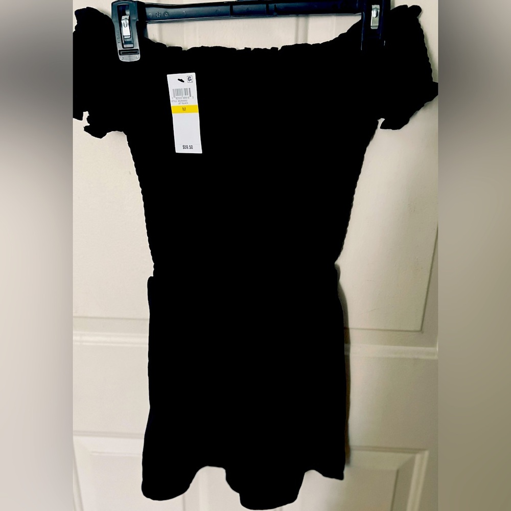 Material girl new with tags off the shoulder, black smocked romper